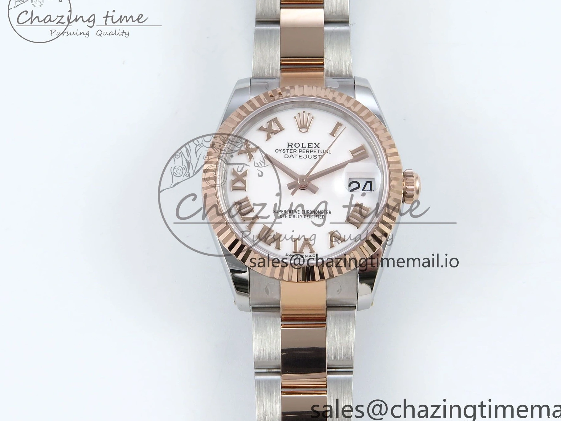 MiroTime 1230 Casual DateJust 31 278271 ARF 1:1 Best Edition 904L Steel White Roman Dial on SS RG Oyster Bracelet ETA 521